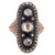 Traditional Mid 19th Century Georgian Rose Cut Diamond 18k Rose Gold and Silver Navette Enamel Ring, Size 7.25 For Sale - Image 3 of 5