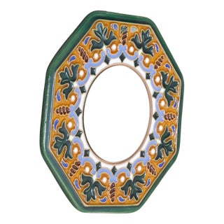 Wall Mirror with Hexagonal Ceramic Frame, 1970s For Sale