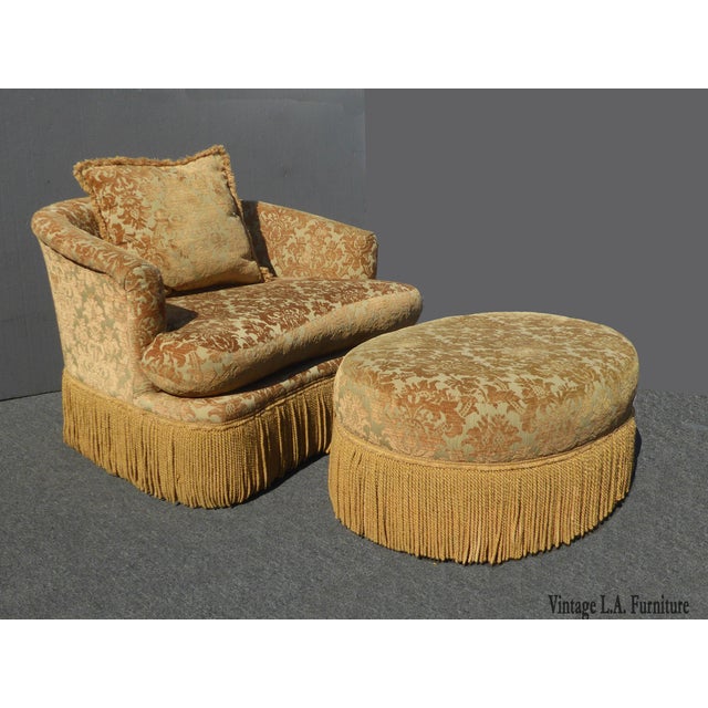 Gold Velvet Loveseat Accent Chair & Ottoman by Key City ...