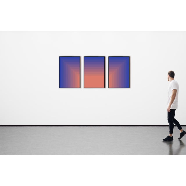 Paper 2026, Abstract Geometric, Bauhaus Triptych, Striped Sunrise, Limited Edition Giclée Print on Watercolor Paper by Cyd Fontaine For Sale - Image 7 of 11