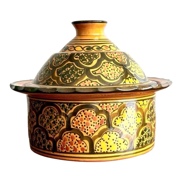 Vintage Boho Glazed Lidded Ceramic Dish For Sale