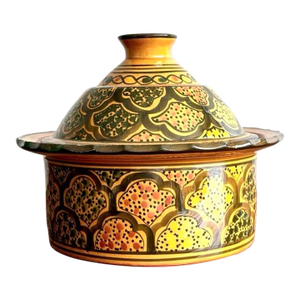 Vintage Boho Glazed Lidded Ceramic Dish