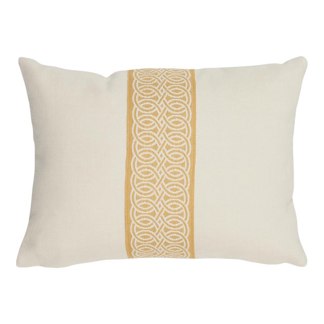 Schumacher Infinito Indoor/Outdoor Pillow in Buttercup For Sale
