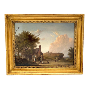 19th C English Sporting Landscape with Hunters & Dogs, by Edmund Bristow