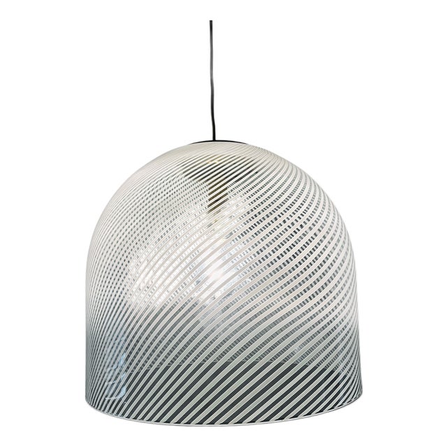 Large Tessuto Pendant Light with Brass Fittings from Venini, 1960s For Sale