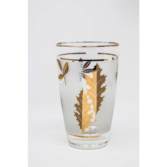 Vintage Libbey Cocktail Glasses Set, Frosted Glass with Gold Leaf For Sale - Image 14 of 18