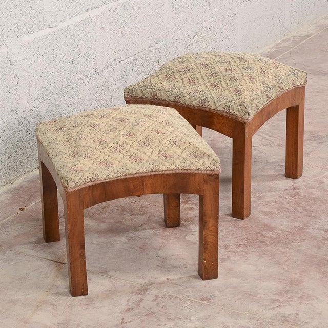 Art Deco Stools in Walnut, Set of 2 For Sale - Image 3 of 13