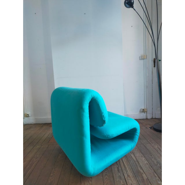 Modular sofa element by Henri Etienne Martin in blue fabric.