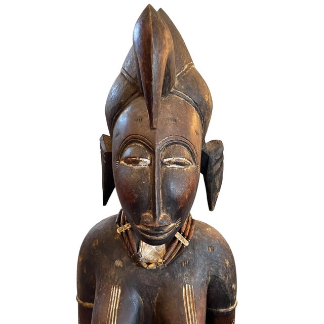 Wood Early 20th Century African Large Fertility Statue of a Mother and Child For Sale - Image 7 of 9