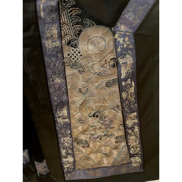 Antique Framed Chinese Silk Dragon Design Robe For Sale - Image 4 of 13