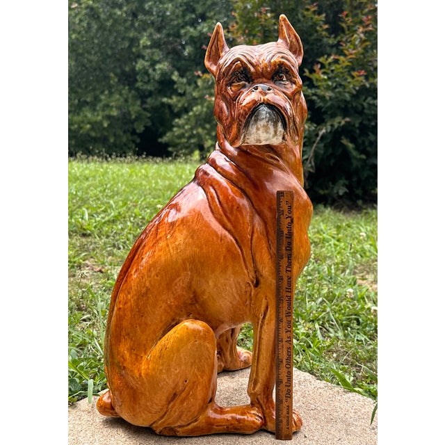 Italian Terracotta Boxer Dog Statue c.1960s For Sale - Image 16 of 17