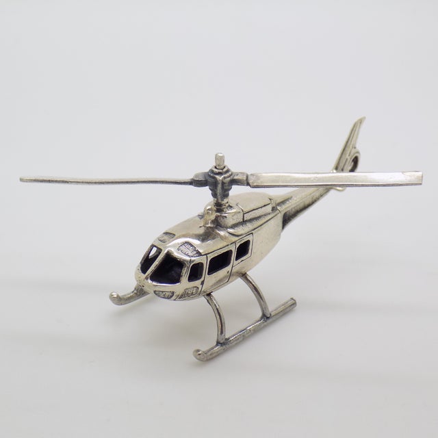 Vintage Italian Handmade Silver Helicopter Figurine from Raspini Gioielli, Tuscany, Italy, 1980s For Sale - Image 4 of 11