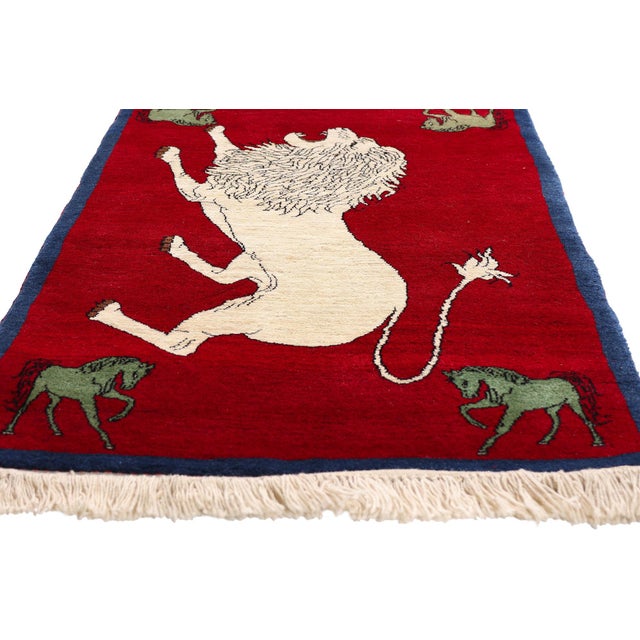 Vintage Persian Pictorial Shiraz Rug, 02'09 X 05'01 For Sale - Image 4 of 11