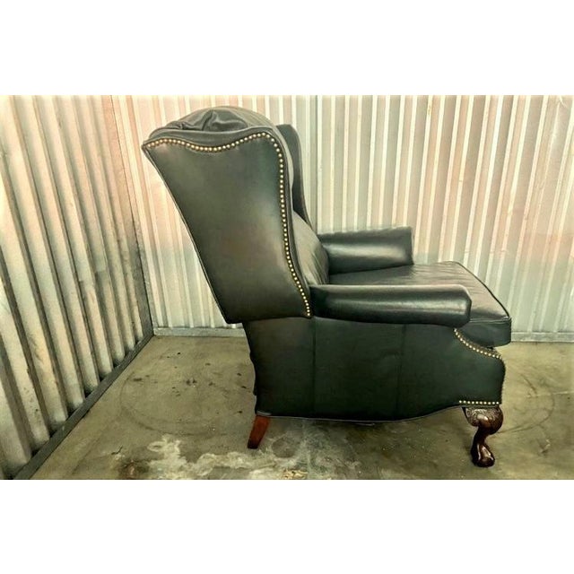 Late 20th Century Sam Moore Classic Hunter Green Leather Club Reclining