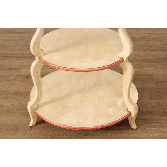 Grosfeld House French Louis XV Style Pair Three Tier Painted Side Tables For Sale - Image 9 of 12