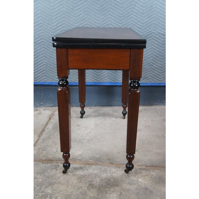 Antique Victorian Empire Ebonized Mahogany Flip Top Game Card Parlor Table For Sale - Image 13 of 16