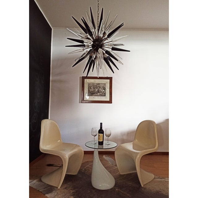 Murano Trasparent and Black Sputnik 51 Glasses Chandelier, 1990s For Sale - Image 10 of 15