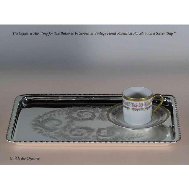 1980’s Vintage/New Silver Cocktail Tray, Egg & Bead Border, Embossed For Sale In New York - Image 6 of 7