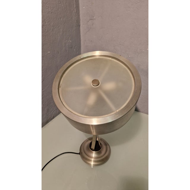 Mid-Century Modern Adjustable Satin Glass Table Lamp with Aluminum Structure by Oscar Torlasco for Lumi, 1960s For Sale - Image 3 of 13