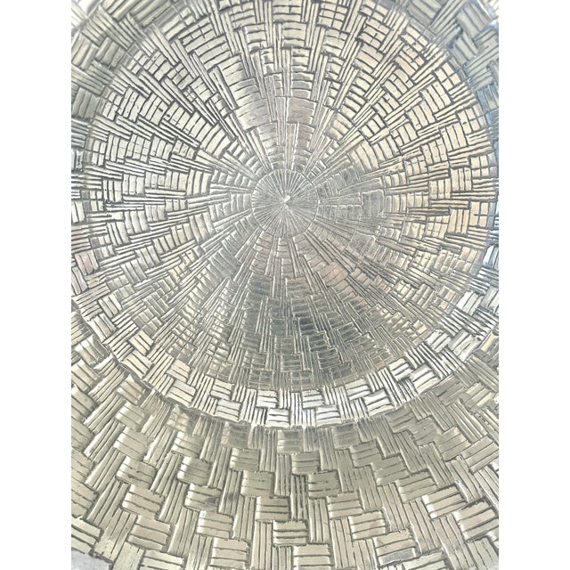 Contemporary Large Silver Basketweave Decorative Bowl For Sale - Image 3 of 5