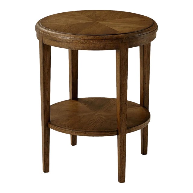 Oak Parquetry Round Side Table - Dark Oak For Sale