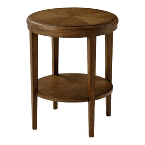 Oak Parquetry Round Side Table - Dark Oak