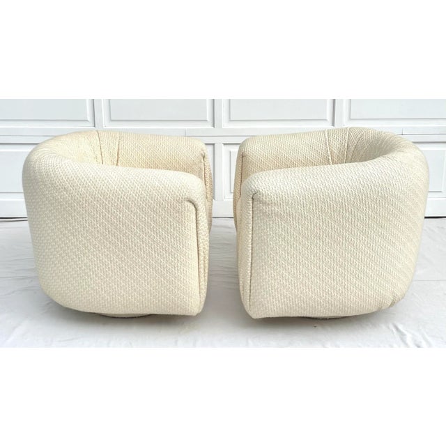Textile Pair of Postmodern 1980's Swivel Club Chairs by Martin Brattrud For Sale - Image 7 of 12