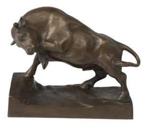 Mid Century Bronze Bull Sculpture Unmarked Stock Market