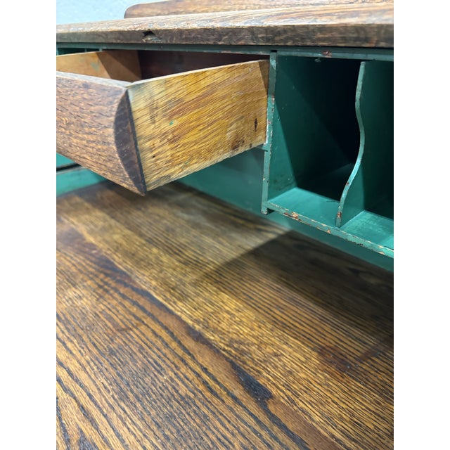 Antique Oak Slant Front Fall Front Secretary Desk For Sale - Image 14 of 18