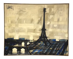 Lee Reynolds Original Oil on Canvas Mid Century Modern Eiffel Tower Painting