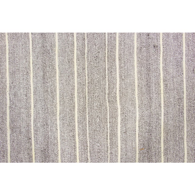 Rug & Kilim Vintage Turkish Kilim Exotic Yarn Rug With Ivory Stripes by Rug & Kilim, 1950-1959 For Sale - Image 4 of 8