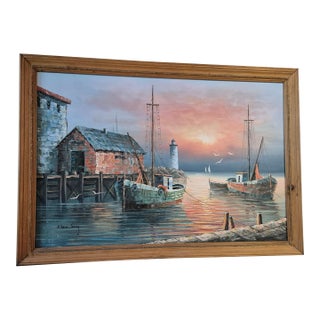 Mid 20th Century Max Savy Oil on Canvas For Sale