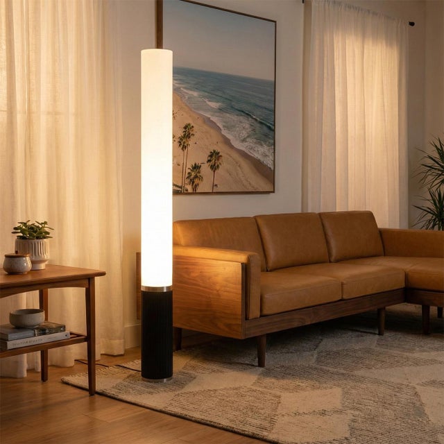 Sleek, sculptural, and steeped in history, the Tambo Cylindro 60"" Accent Floor Lamp from NOVA of California reimagines a...