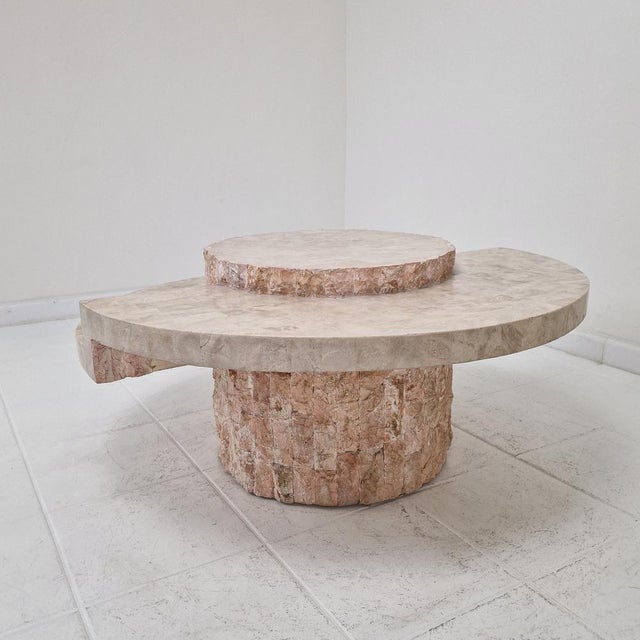 Pink Round Fossil Stone Coffee Table from Magnussen Ponte, 1980s For Sale - Image 8 of 16