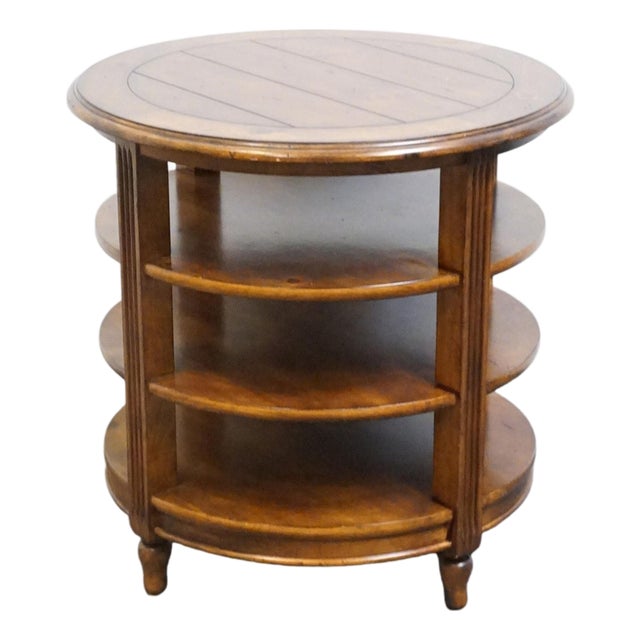 Stanley Furniture Solid Knotty Pine English Country Revival 28" Round Tiered Accent End Table 534-15-12 For Sale