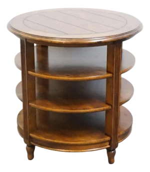 Stanley Furniture Solid Knotty Pine English Country Revival 28" Round Tiered Accent End Table 534-15-12