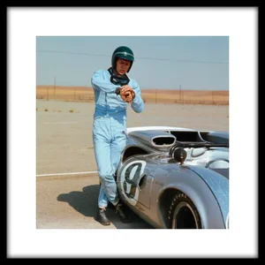Steve McQueen With His Lola Race Car Framed Print