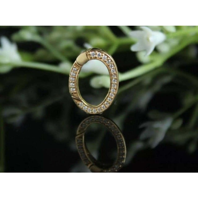 14k Solid Gold Diamond Carabiner Lock Jewelry Connector Charm Lock Pendant For Sale - Image 6 of 12