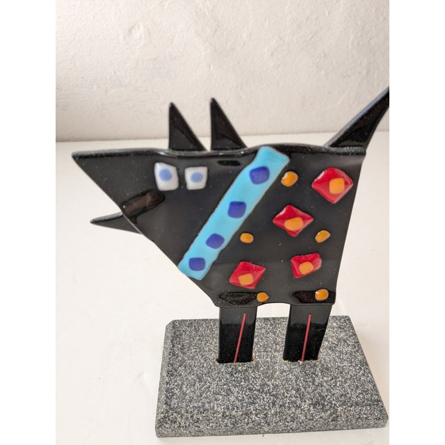 Mid 20th Century Memphis Style Fused Glass Cubist Dog For Sale - Image 4 of 12