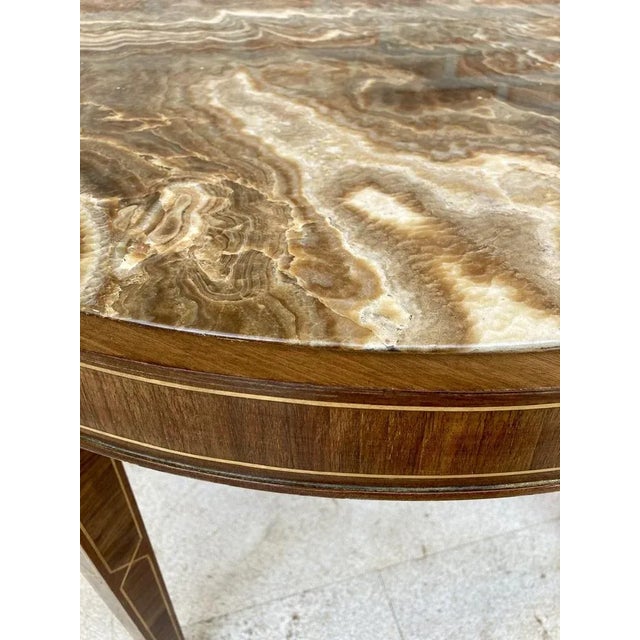 Circular Side Table in Wood with Lemongrass Marquetry Fillets For Sale - Image 18 of 18