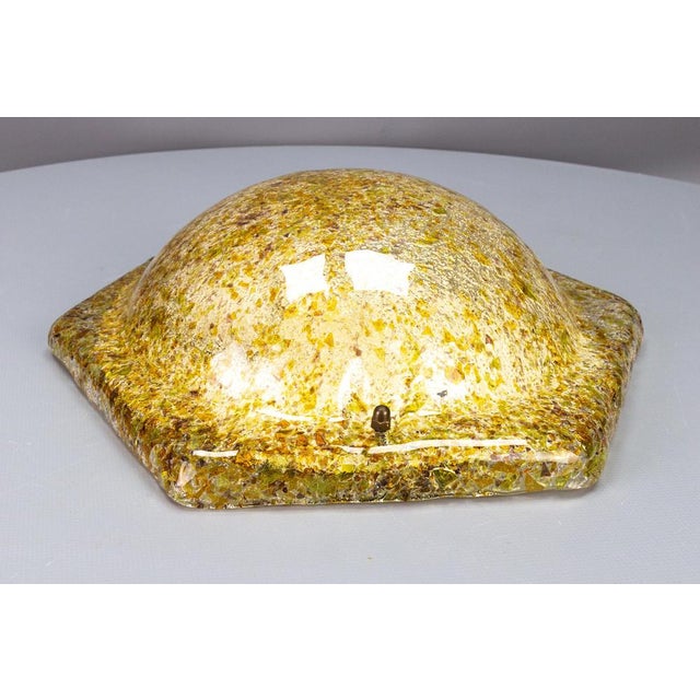 Hexagonal Flush Mount in Amber Ice Glass, 1970s For Sale - Image 11 of 18