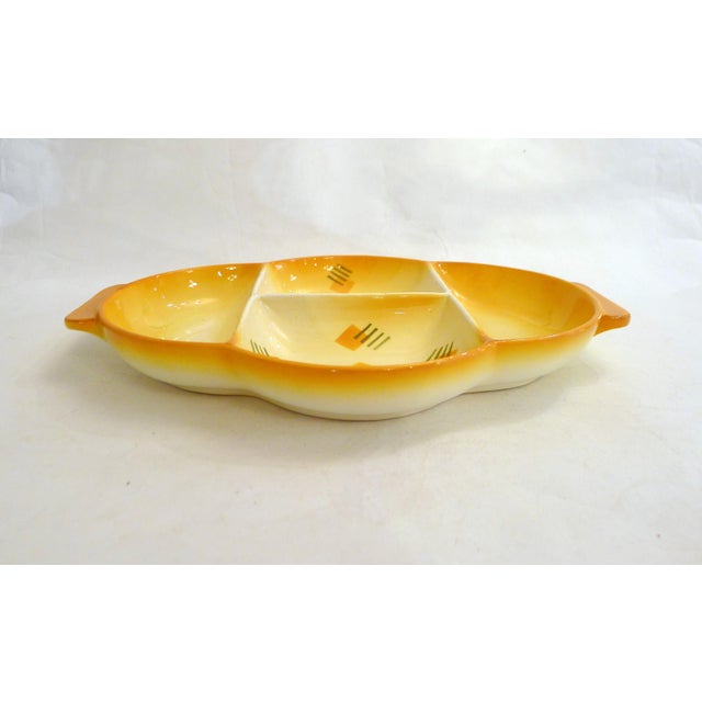 Bauhaus Modernist Bauhaus Earthenware Appetizer Dish with Graphic Decor, Germany, 1930s For Sale - Image 3 of 12