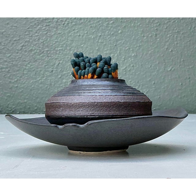 Vintage Original Studio Pottery Match Strike Set For Sale - Image 9 of 12
