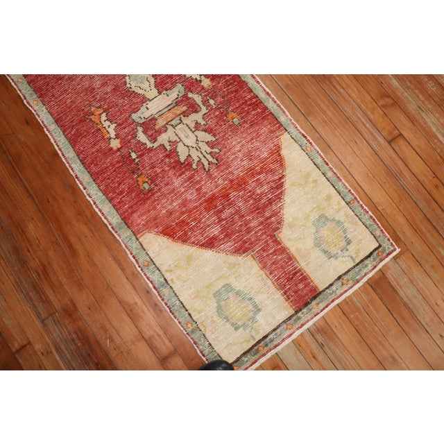 Zabihi Collection Turkish Narrow Red Runner For Sale - Image 9 of 9
