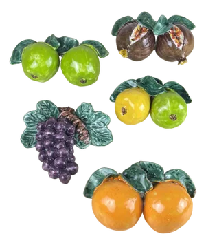 Vintage Italian Glazed Terracotta Fruit, 1980s, Set of 5
