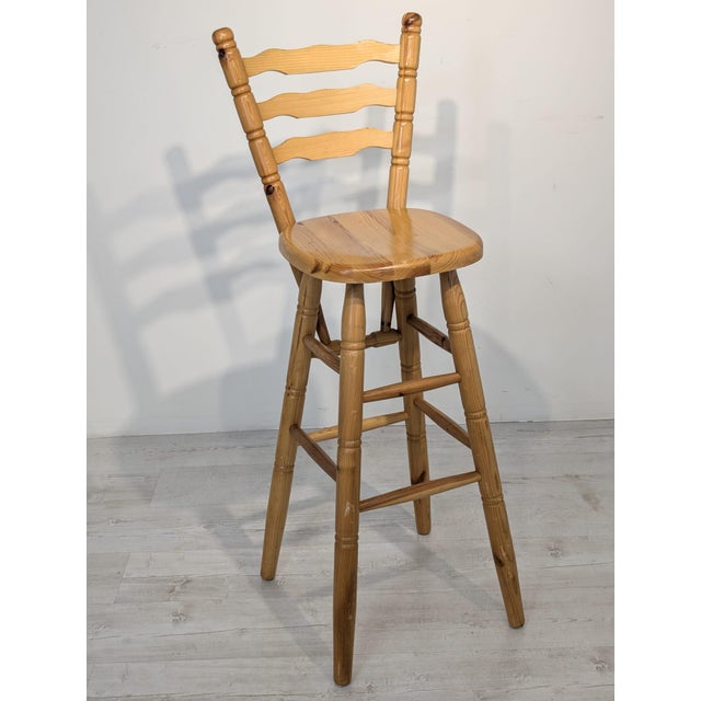 Pine Bar Stool with Backrest For Sale - Image 9 of 18