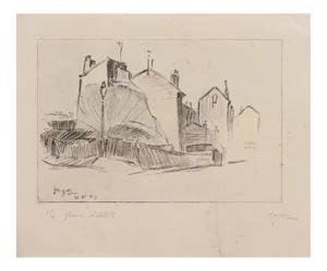 Jaques Berger, Parisian Houses, Etching, Mid-20th Century