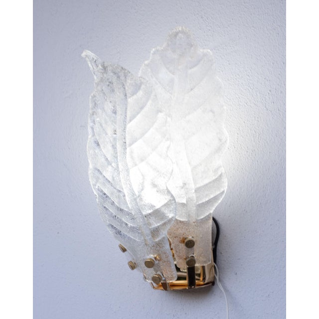 Set of 4 Florence Murano Wall Light Transparent Leaves, 1970 For Sale - Image 11 of 13