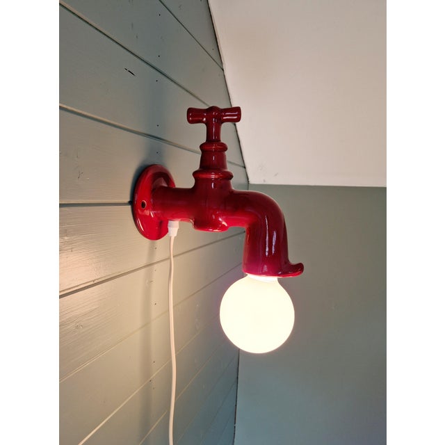 Vintage Red Ceramic Wall Light, 1970s For Sale - Image 4 of 12