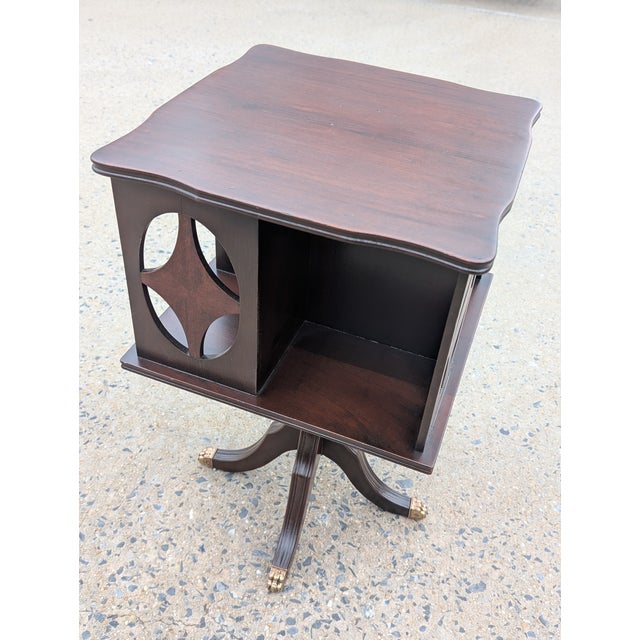 Mid-Century Modern Antique Ferguson Brothers Mfg. Co. Rotating Parlor Chair Side Bookcase/Table For Sale - Image 3 of 13